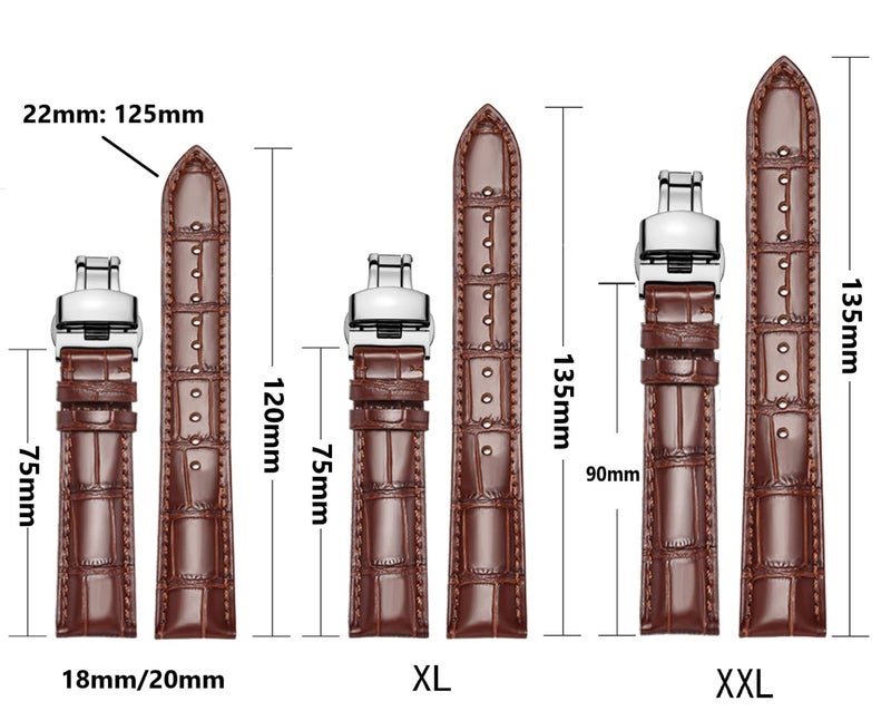 MORANO Moran Genuine Leather Replacement Watch Band Deployment Buckle 18mm 19mm 20mm 21mm 22mm 23mm 24mm Calfskin Watch Strap for Men's and Women's - Image 5